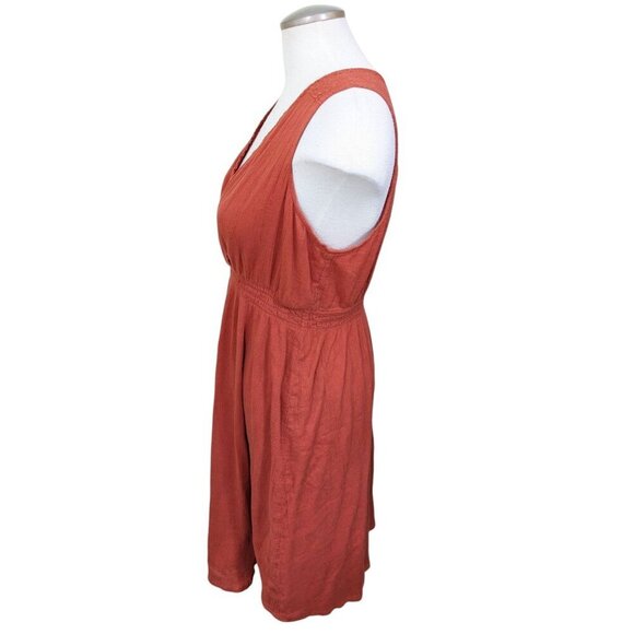 Eddie Bauer Dress Terracotta Orange Medium Gauzy Crossover Lace Stretch Waist - Picture 3 of 8